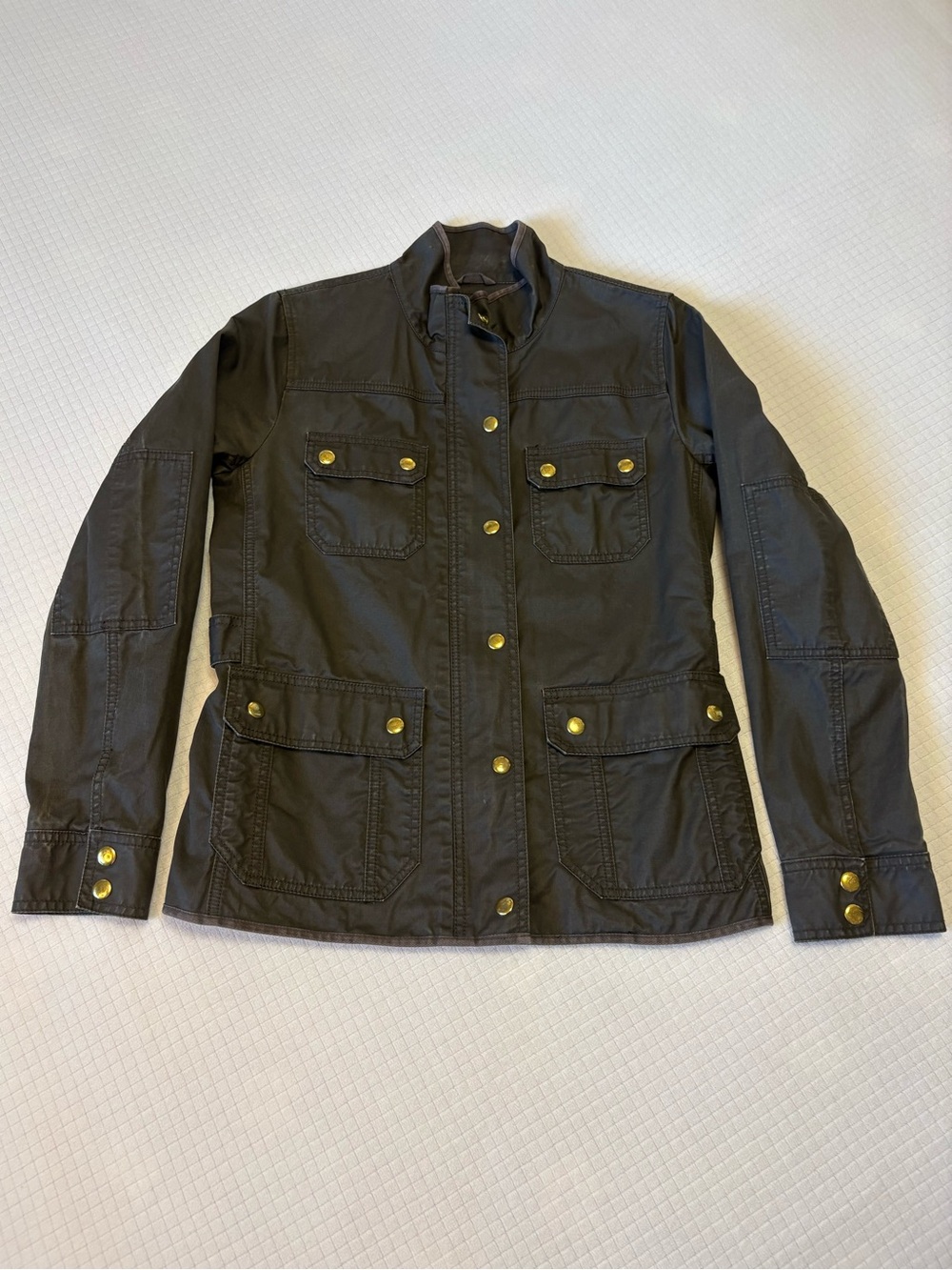 J. Crew waxed cotton Downtown Field army green jacket